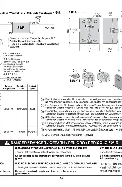 schneider施耐德SSR P... solid state relays for panel mounting